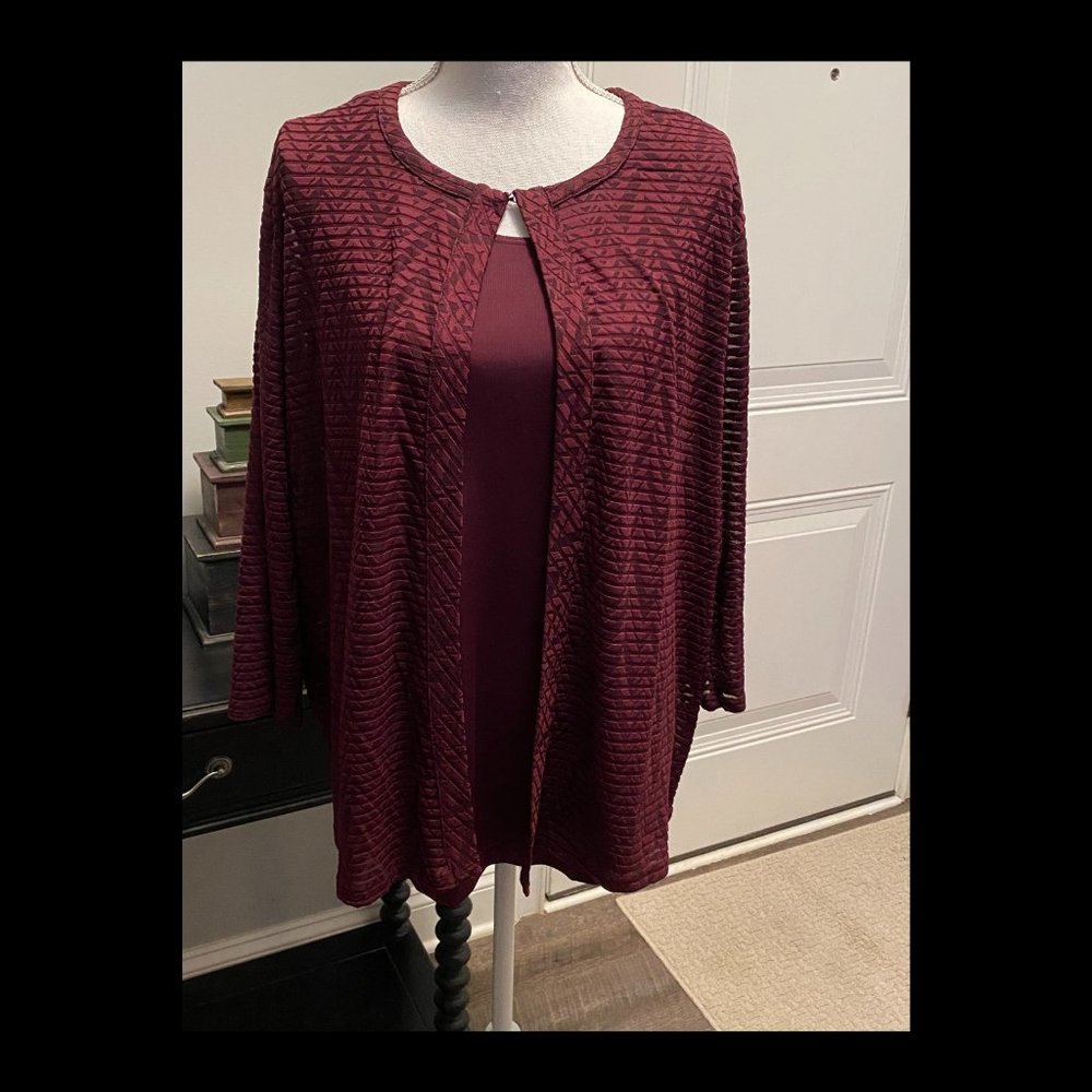 Easywear by Chico's Maroon Cardigan